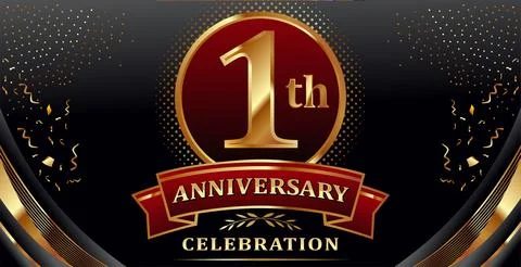 Golden elements in 1 anniversary background Stock Illustration
