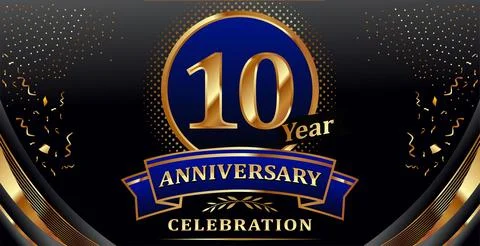 Golden elements in 10 anniversary background Stock Illustration