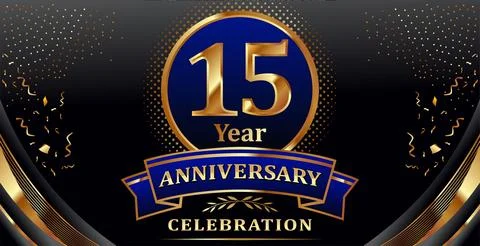 Golden elements in 15 anniversary background Stock Illustration