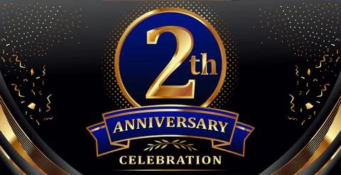 Golden elements in 2 anniversary background Stock Illustration