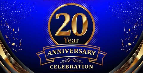 Golden elements in 20 anniversary background Stock Illustration