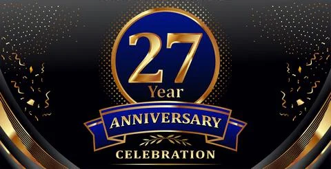 Golden elements in 27 year anniversary background Stock Illustration
