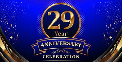 Golden elements in 29 year anniversary background Stock Illustration