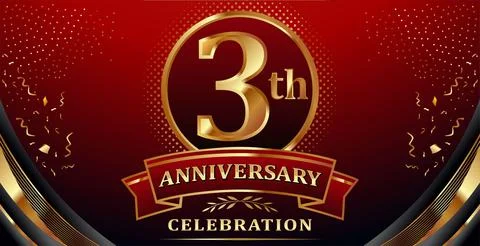 Golden elements in 3 anniversary background Stock Illustration