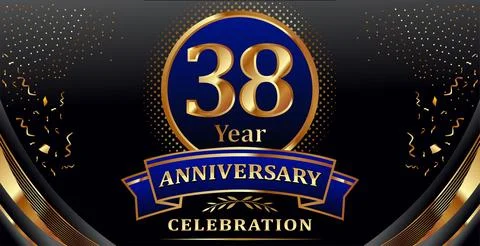 Golden elements in 38 year anniversary background Stock Illustration