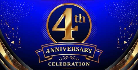 Golden elements in 4 anniversary background Stockillustratie