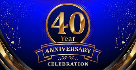 Golden elements in 40 anniversary background Stock Illustration