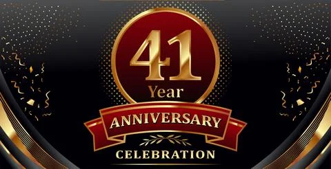 Golden elements in 41 year anniversary background Stock Illustration