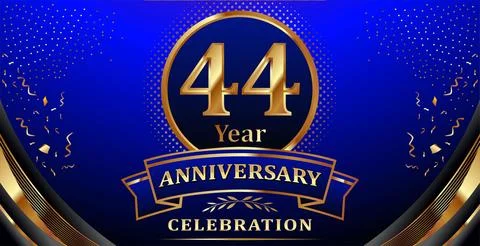 Golden elements in 44 year anniversary background Stock Illustration