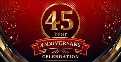 Golden elements in 45 anniversary background Stock Illustration