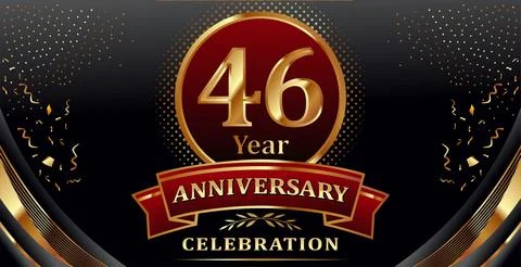 Golden elements in 46 year anniversary background Stock Illustration