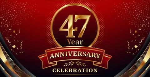 Golden elements in 47 year anniversary background Stock Illustration