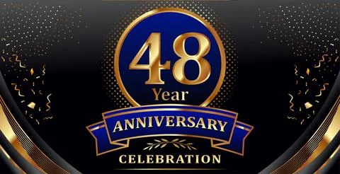 Golden elements in 48 year anniversary background Stock Illustration