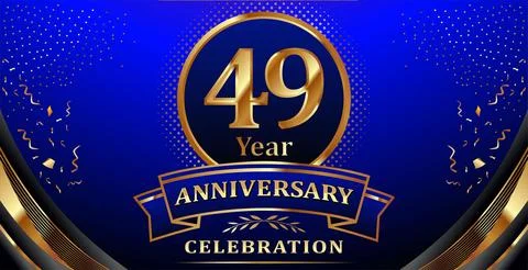 Golden elements in 49 year anniversary background Stock Illustration