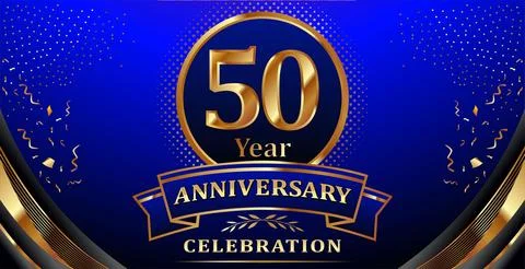 Golden elements in 50 anniversary background Stock Illustration