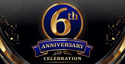 Golden elements in 6 anniversary background Stock Illustration