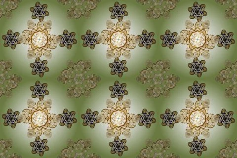 Golden elements on beige, neutral and yellow colors. Traditional classic raster Illustrazione stock