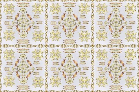 Golden elements on brown, gray and neutral colors. Floral pattern. Stylish graph 스톡 일러스트