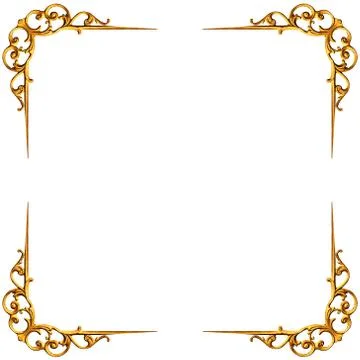 Golden elements of carved frame Stock Photos