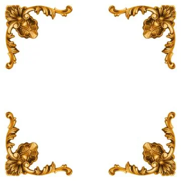 Golden elements of carved frame Stock Photos