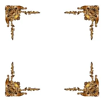 Golden elements of carved frame Stock Photos
