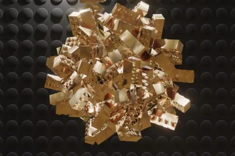 Golden elements on a dark background with a pattern. Elements for the designe Stock Illustration