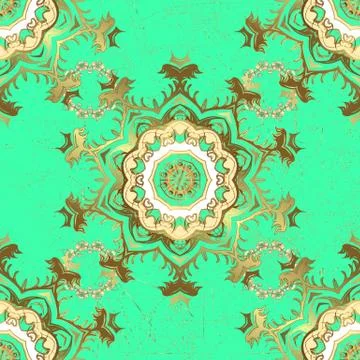 Golden elements on green and brown colors. Traditional classic vector golden sea Stock Illustration