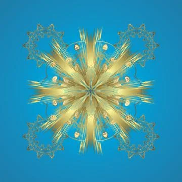 Golden elements in oriental style arabesques. Seamless pattern on neutral and bl Illustrazione stock