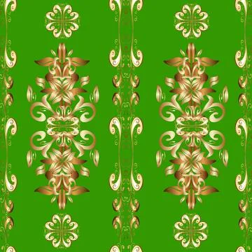 Golden elements in oriental style arabesques. Seamless golden textured curls. Ve Stock Illustration