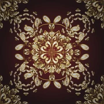 Golden elements in oriental style arabesques. Vector golden seamless pattern. Se Illustrazione stock
