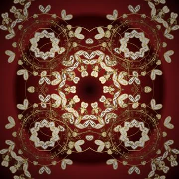 Golden elements on red and brown colors. Traditional classic vector golden seaml Illustrazione stock