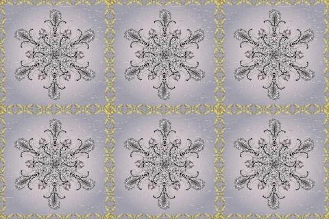 Golden elements on white, neutral and gray colors. Wallpaper baroque, damask. St Illustrazione stock