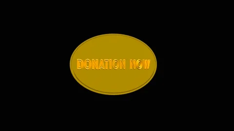 Golden elliptical button with golden text DONATION NOW. Donate Icon on black Vídeo Stock 147124167