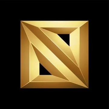 Golden Embossed Diagonal Square on a Black Background Stockillustratie