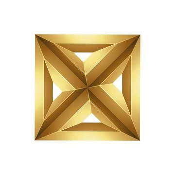 Golden Embossed Square Made of Triangles on a White Background Stockillustratie