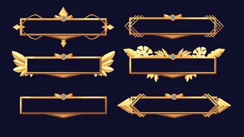 Golden empty decorated metal frames for game ui design. Stock Illustration
