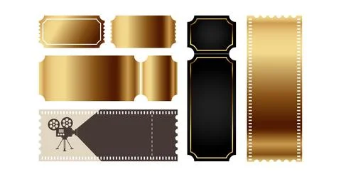 Golden empty tickets template. Illustrazione stock