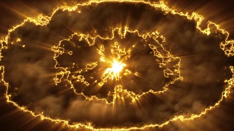 Golden Energy Explosion Shockwave Abstract Powerful golden explosion with energy Stock Footage 341907256