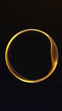 Golden energy ring forms a luminous sphere on a dark vertical background, d.. イラスト素材