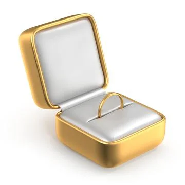 Golden Engagement Ring in Open Box Illustrazione stock
