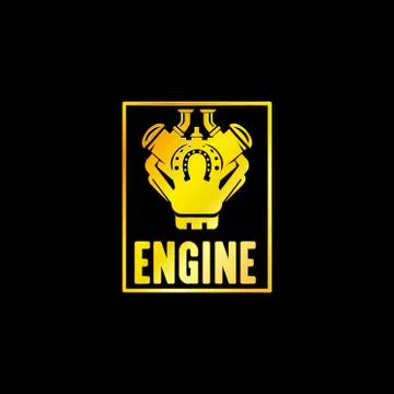 Golden Engine Power Emblem Stock Illustration
