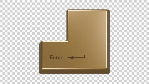 Golden Enter Keyboard Key - Front View - 3D Illustration Stock Illustration