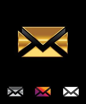 Golden Envelope Vector Sign Stock Illustration