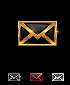 Golden Envelope Vector Sign Stock Illustration