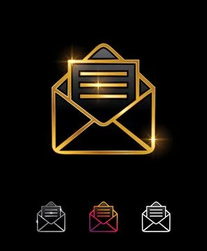 Golden Envelope Vector Sign Stock Illustration