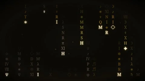 Golden esoteric digital rain with mystical symbols Stock Footage 339883175