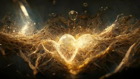 Golden ethereal spiritual heart energy	 Stock Illustration