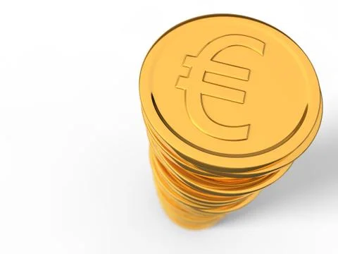 Golden euro coins stack. 3d illustration. Illustrazione stock