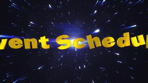 Golden event schedule text animated against dynamic deep space warp speed Видео 344648226