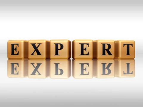 Golden expert with reflection Stock Illustration